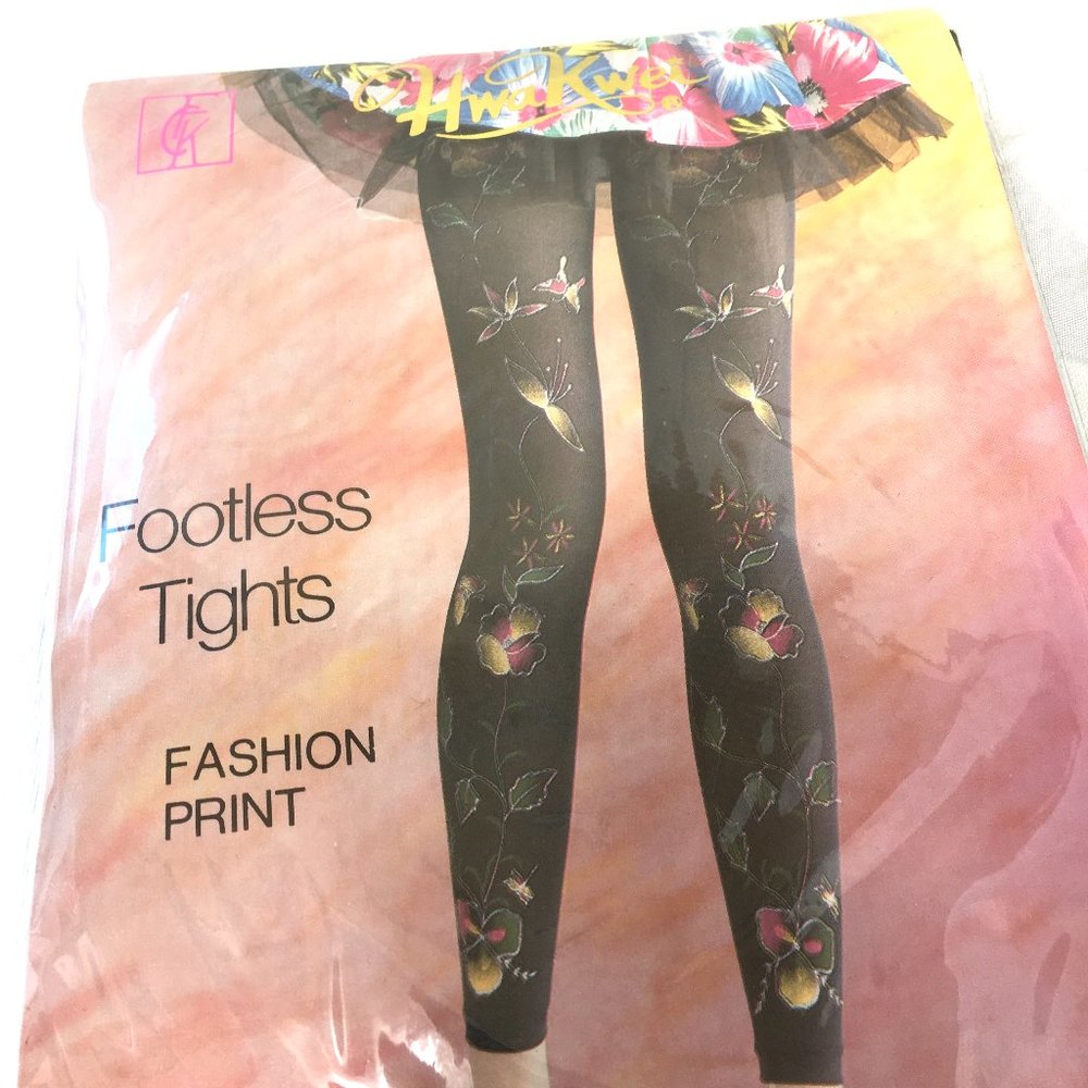 * Footless  FashionFloral  Print Tights NWT